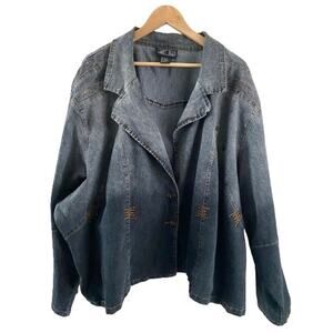 Just Blu Jeans Ombré Unique Detailed Denim Jacket Blazer Sz‎ 32W
